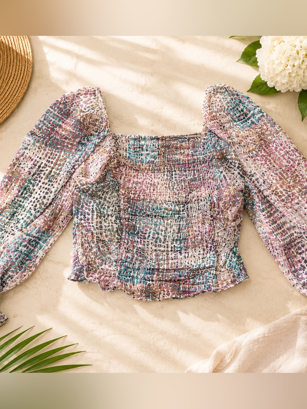 MEET ME IN SANTORINI - Square Neck Long Sleeve Top NWT
